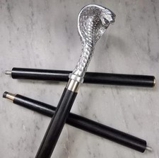 Victorian Style King Cobra Head Handle Vintage Wooden Walking Stick Cane Gift picture