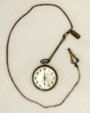 Antique Illinois 17J Pocket Watch Wadsworth 20 Yr Case + Swank 12K GF Chain picture