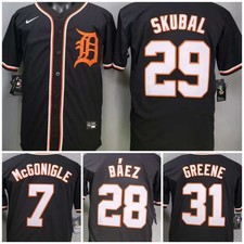 ​​Tariffs​ Free DET Tigers Fashion Black Cool Base Sewn Stitched Jersey. picture