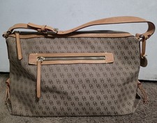 Vintage Dooney & Bourke Signature Monogram Canvas Large Shoulder Tote Bag Purse picture