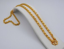 4 MM Chain Necklace Thai Baht Yellow Gold Plated 22K 23k 24k Jewelry 20 inches picture