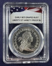 RARE Early 1980’s DT Draped Bust 1 Oz .999 Silver Round Proof  Vintage N#232420 picture