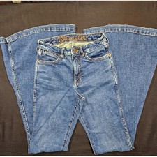 Wrangler Retro Jana Jeans 26x36 High Rise Trumpet Flare Western Boho Medium Wash picture