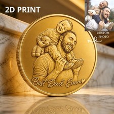 Custom Photo Coin Personalized Father's Day Gift For Dad Best Dad Ever Printed picture
