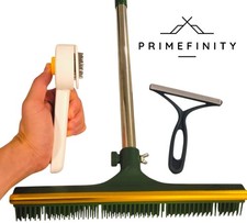 Pet Hair Remover 3-in-1 Carpet Rake 60” Long Handle Dog Cat Fur Removal Tool picture