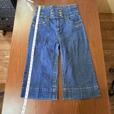 Rare Y2K Vintage Apollo Jeans Women's Wide Leg High Rise Capri Denim Size13/14 picture