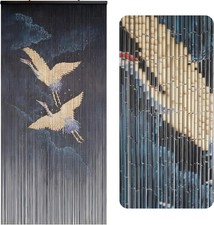 Flying Cranes at Night Beaded Curtains for Doorways, Decorative Room, Natural Vi picture