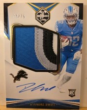 D'ANDRE SWIFT 2020 LIMITED RPA ROOKIE JUMBO PATCH 4 COLOR GOLD RC AUTO #38/75 🔥 picture