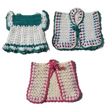 Vintage Hand Crocheted Bloomers Pot Holder Hot Pad Pink Beige  picture