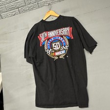 Vintage 1998 NASCAR 50th Anniversary T-Shirt Mens XL Black Gildan Racing Graphic picture