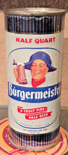 1955 BURGERMESITER 16 OUNCE FLAT TOP BEER CAN SAN FRANCISCO BREWING COMPANY OPEN picture