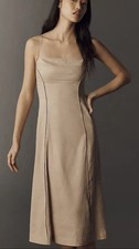 NWT Anthropologie Maeve Linen Colorblock Midi Dress Sz LARGE  picture