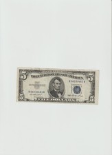 1953 Silver Certificate $5 Dollar Bill Blue Seal Note B06030483 A picture