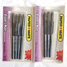 *Lot of 7* New in Open Package Vintage Eraser Mate Paper Mate Erasable Black Ink picture