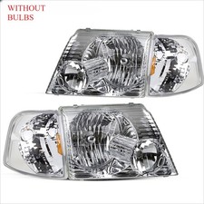 CHROME HOUSING AMBER CORNER HEADLIGHT REPLACEMENT LAMPS FOR 02-05 FORD EXPLORER picture