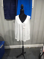2pk Women's Plus 2X White Solid V-Neck Sleeveless Pullover Tank Top picture