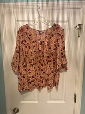 Liz Claiborne Floral Print 3/4 Sleeve Blouse Top Size 2X Pink Orange Black picture