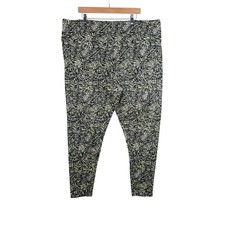 New Soft Surroundings Printed Leggings size 3X Black/Yellow picture