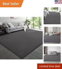 Luxurious 6x9 Feet Dark Grey Modern Area Rug - Non-Slip & Washable Design picture