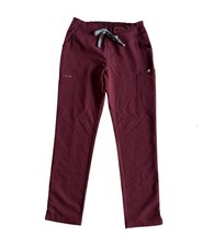 FIGS Livingston Basic Straight Leg Scrub Pants Burgundy Wine Women’s Size Small picture