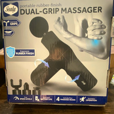 Sealy Dual-Grip Battery Massager 5 Speeds 4 Heads Vibrating Rubber Black picture