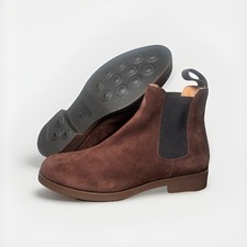 RAKOH Suede Chelsea Boots 39 Lolo Brown Handcrafted Italian Leather $450 picture