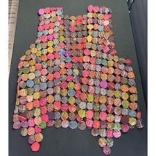 Vintage Handmade Yo-Yo Quilt Vest Multi Patchwork Boho Grannycore Textile Art picture