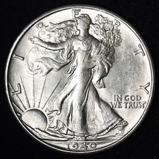 BU 1940-S Walking Liberty SILVER Half Dollar UNCIRCULATED UNC MS KEY DATE picture