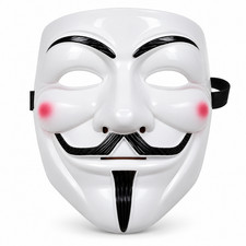 1PC Halloween Black White Face Mask Cosplay Costume Party Anonymous Style picture