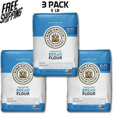 King Arthur Flour Unbleached Bread Flour 5 lb. Bag (3 PACK) FREE & FAST SHIPPING picture