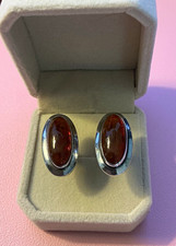 Vintage Niels Eric From Denmark Sterling Silver Cherry Amber Cufflinks 13.33 g  picture