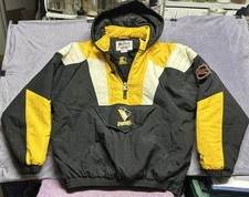 Vintage 90s Starter NHL Center Ice Pittsburgh Penguins Pullover Jacket Sz L As picture