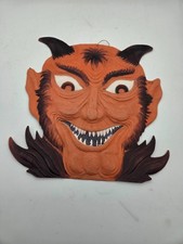 Rare Vintage Halloween Cardboard Embossed Die Cut Devil Head Germany 1920s picture