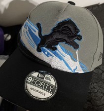 Detroit Lions New Era 9FIFTY NFL Snapback Hat Gray Black Embroidered Cap picture