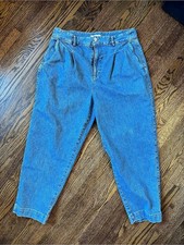 Madewell Pleated Taper Wide-Leg Jeans Cropped Blue Jeans Waist 12 picture