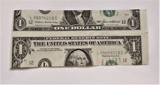 Novelty Real 1985 $1 Dollar Bill Cut in Half - NOT ERROR BILL - 2 Different #'s picture