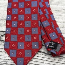 Robert Talbot Best of Class Geometric Pattern Silk Tie Red Blue White USA picture