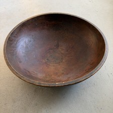 Antique Early Primitive Farmhouse Wooden Rim Dough Bowl 19” picture