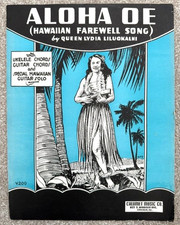 Aloha Oe Sheet Music 1940 Ukulele Hawaiian Hula Girl Hawaii picture