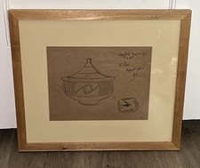 Bernard Leach Original Drawing Signed Ink on Paper Framed  Studio Pottery picture