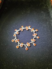 Vintage 925 Sterling Silver Natural Baltic Amber Branch Bracelet 7.25