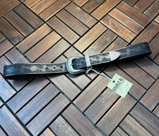 RRL Double RL Leather Belt Western Floral Engraved Silver Buckle Size 34 picture