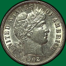 1902 Barber Dime Brilliant Uncirculated BU Coin #45272 picture