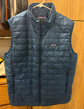 Patagonia Nano Puff Blue Puffer Vest Full Zip Pockets Stand-Up Collar Men's L picture