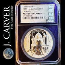 2026 Germania 5 Mark 1oz .9999 Silver Proof, NGC PF70 UC, 500 Mintage Top Pop picture
