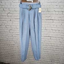 NWT VTG Petite Sophisticate Blue High Rise Pleated Pants Belt USA 2P (23x26.5) picture