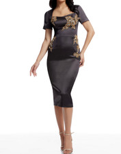 DRESS THE POPULATION Terri Beaded Floral Detail Dress $448 Size M # 1A 2294 Blm picture