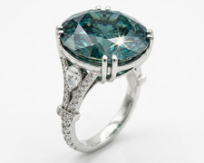 5.00 Ct Certified Round Cut Greenish Blue Natural Diamond Ring White Gold Finish picture