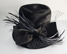 NEW-Vintage Fine Millinery By August Accessories Woman’s Black Hat Bow  picture