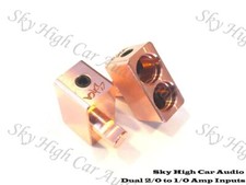 Pair COPPER Sky High DUAL 2/0 Gauge to 1/0 Gauge Amp Input Reducers Inputs  picture